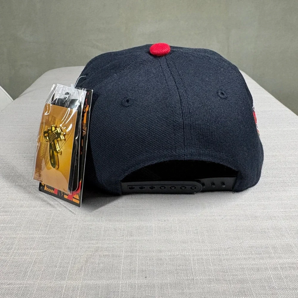 Headgear Classics Atlanta Black Crackers Youth Snapback Hat Navy Red with Pin